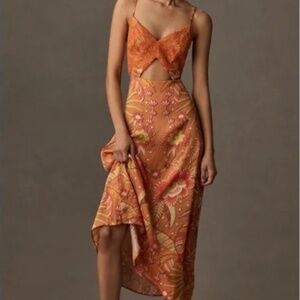 Farm Rio x Anthropologie Cutout Orange Maxi Dress